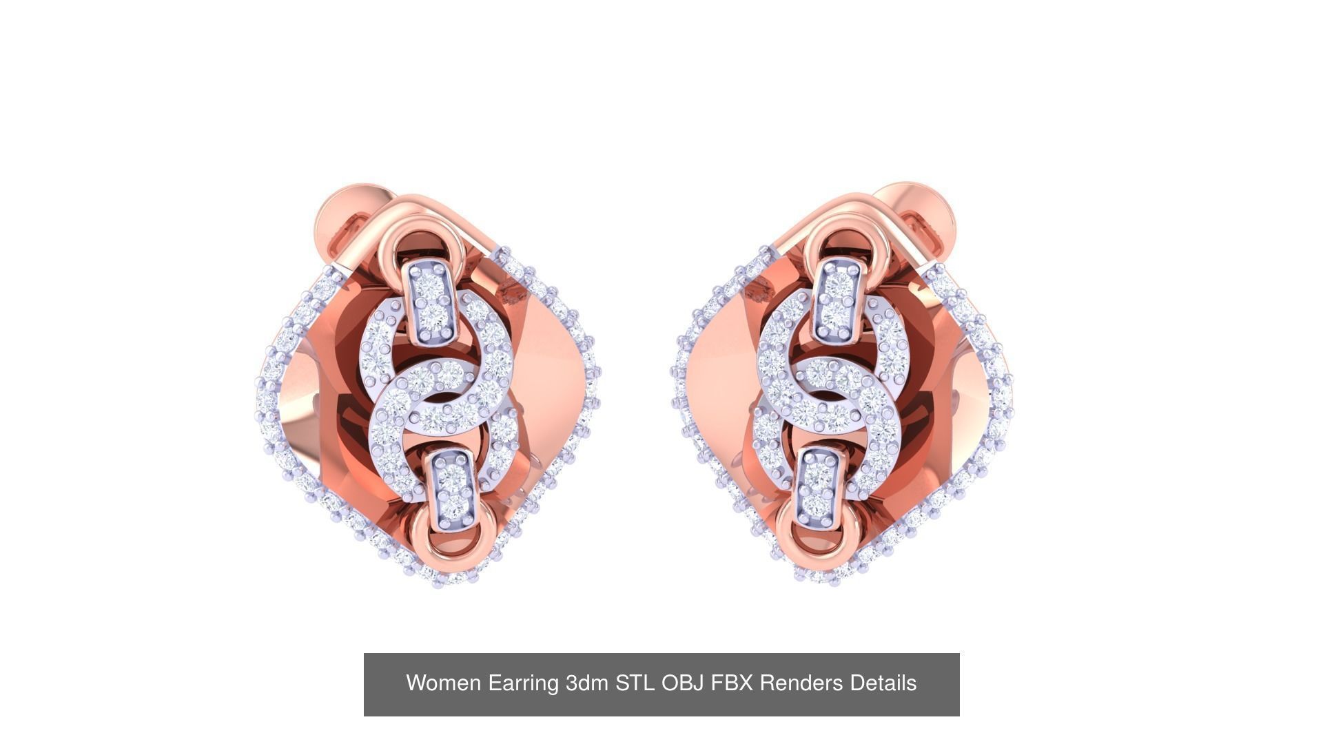 50 Women Earring 3dm STL OBJ FBX Renders Details Collection _36