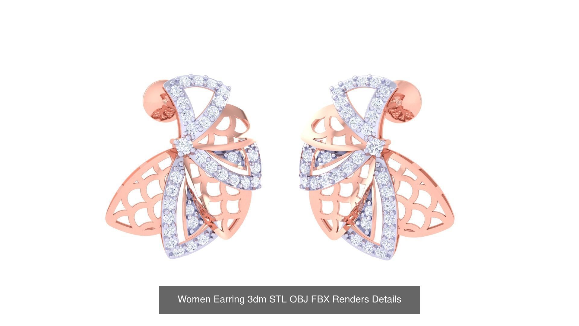 50 Women Earring 3dm STL OBJ FBX Renders Details Collection _34