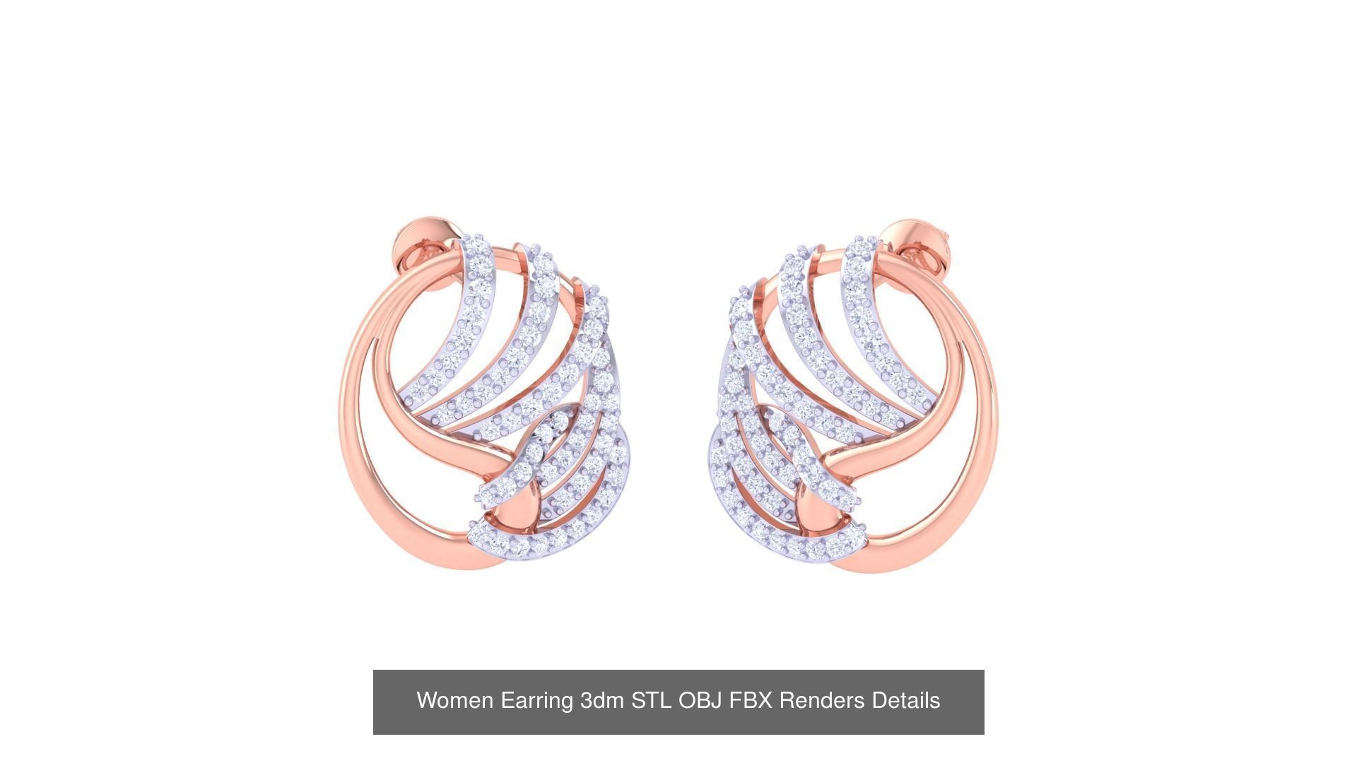 50 Women Earring 3dm STL OBJ FBX Renders Details Collection _16