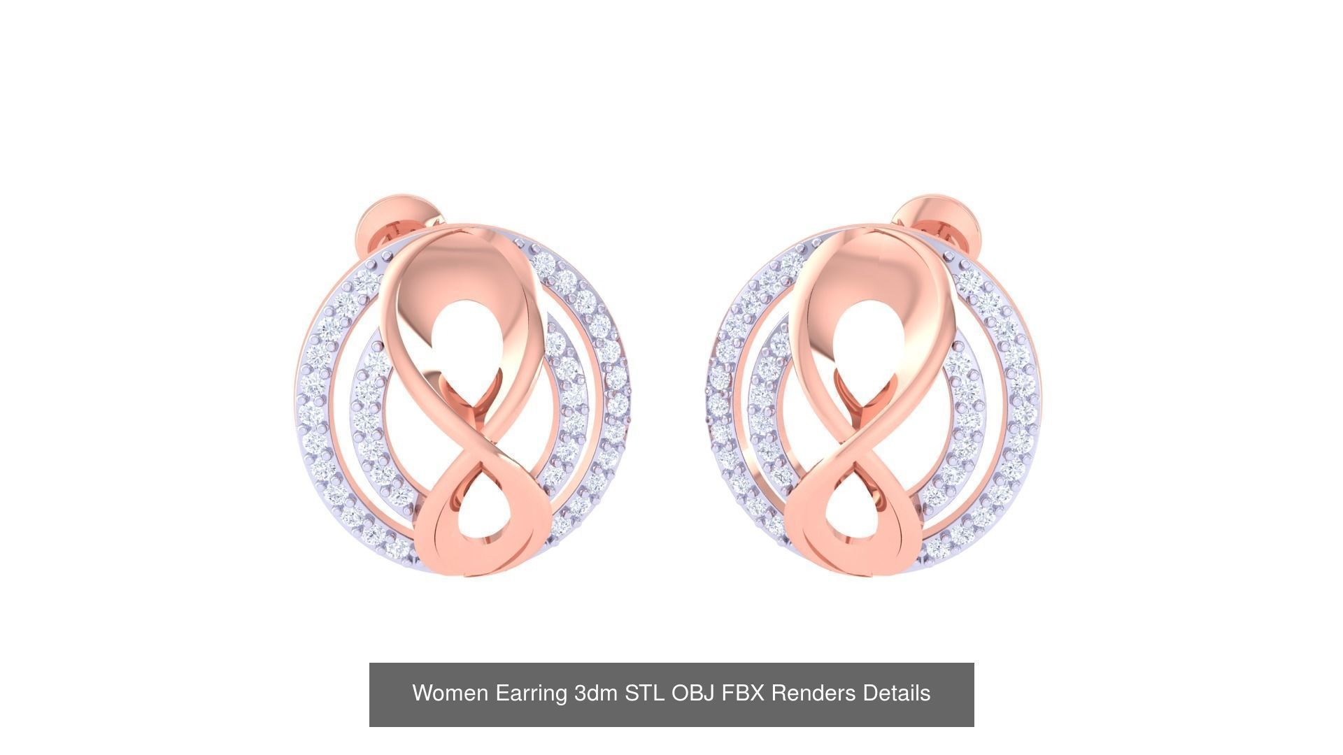 50 Women Earring 3dm STL OBJ FBX Renders Details Collection _32