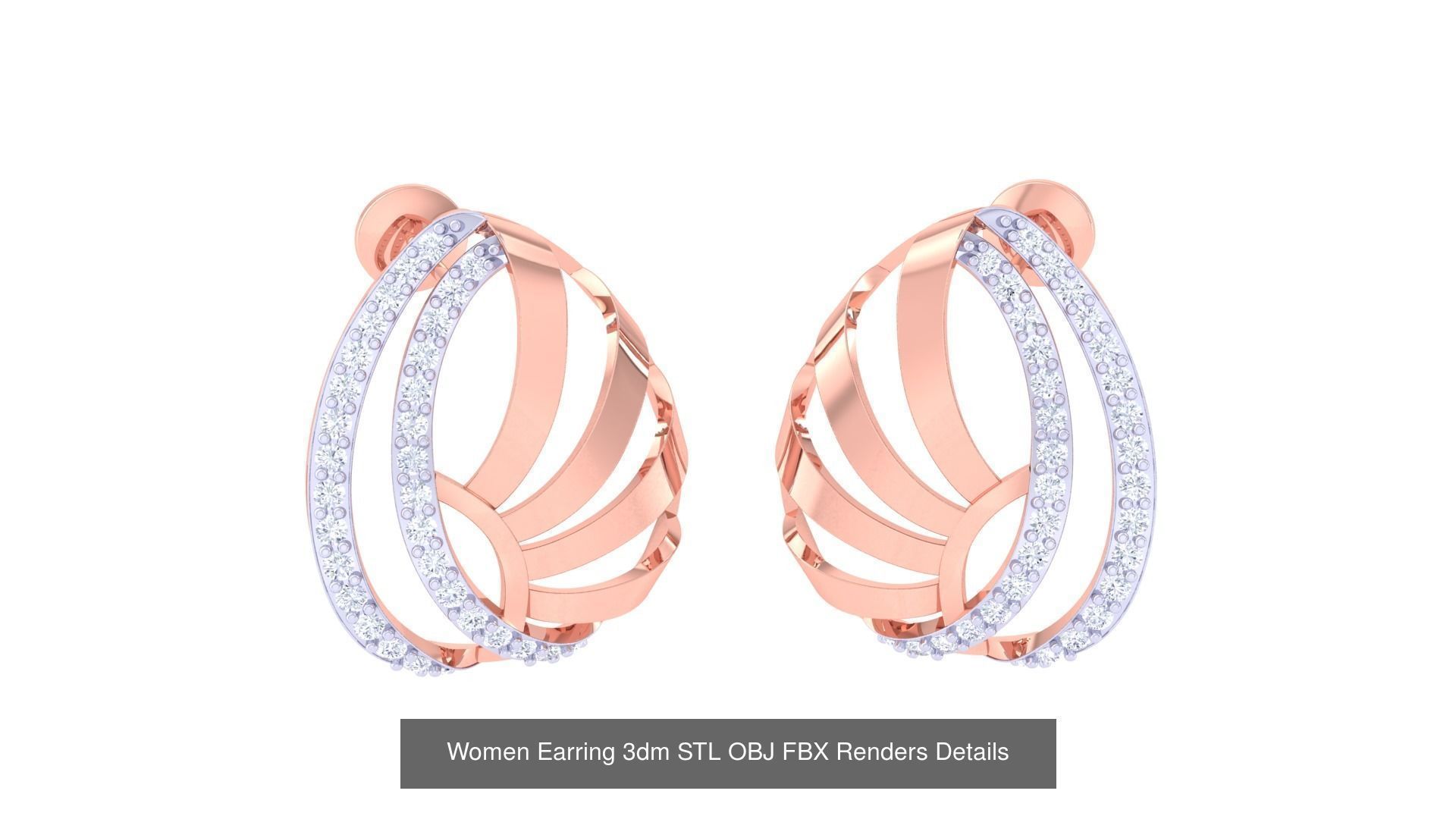50 Women Earring 3dm STL OBJ FBX Renders Details Collection _44