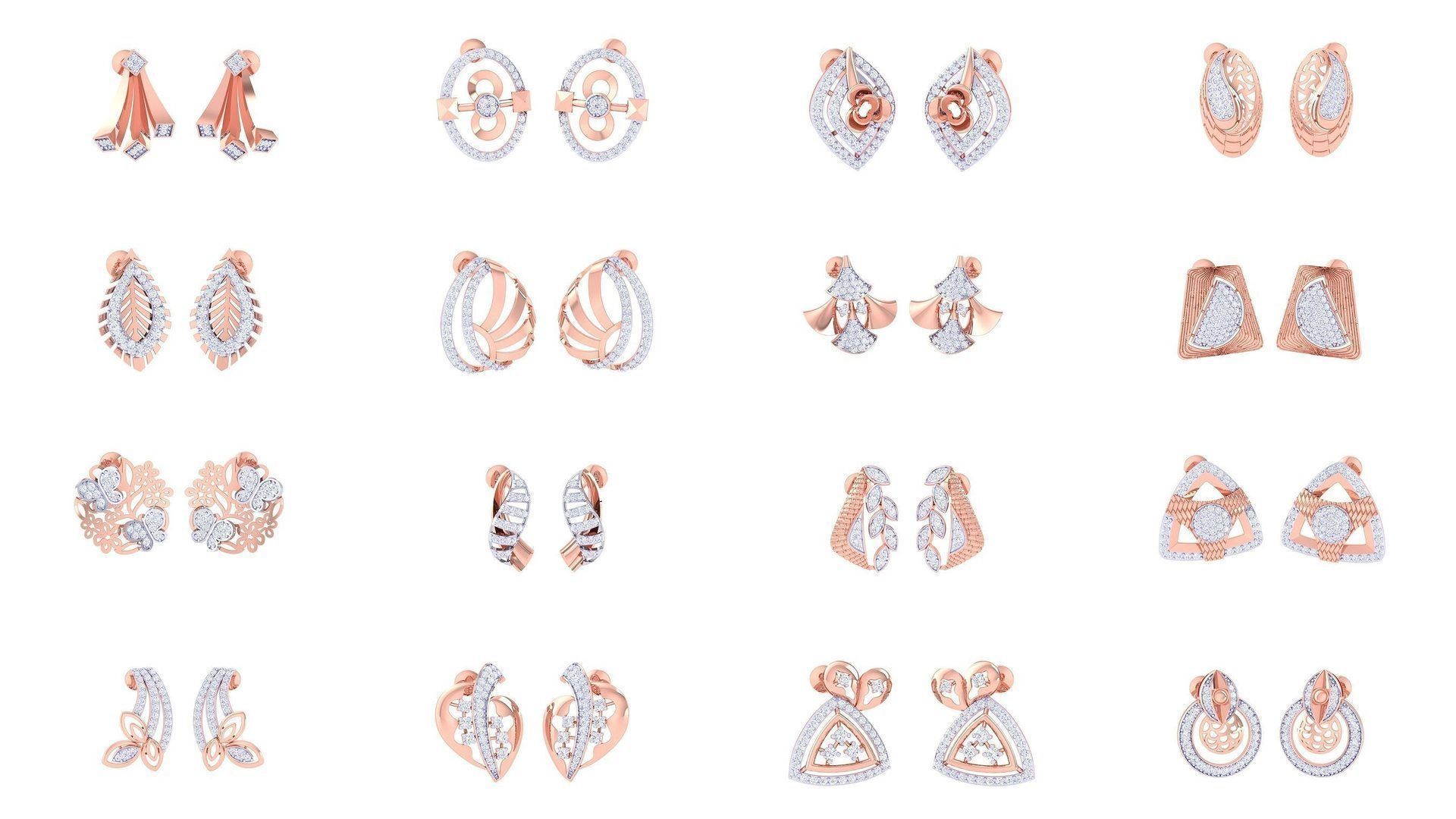50 Women Earring 3dm STL OBJ FBX Renders Details Collection _3