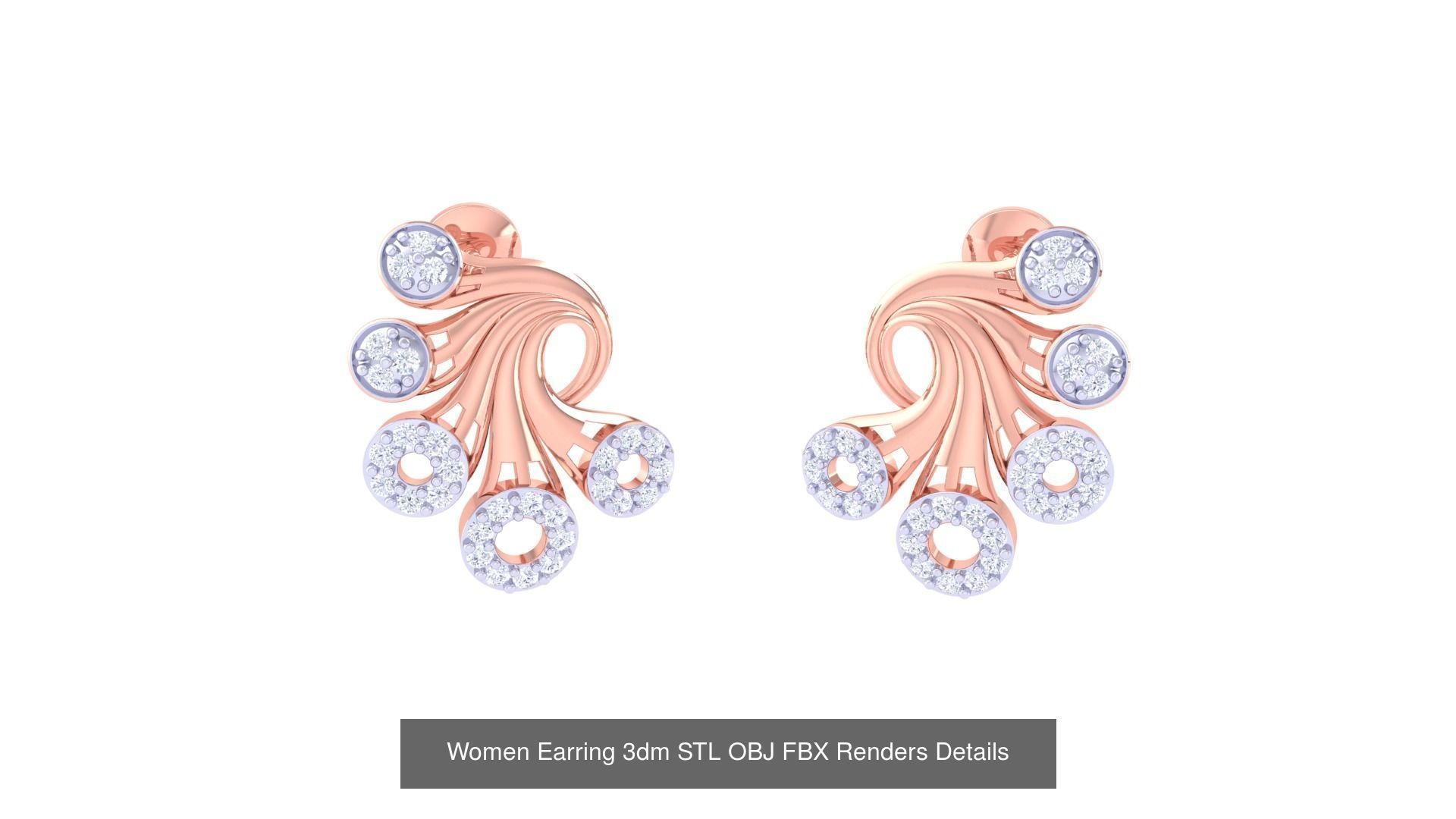 50 Women Earring 3dm STL OBJ FBX Renders Details Collection _10