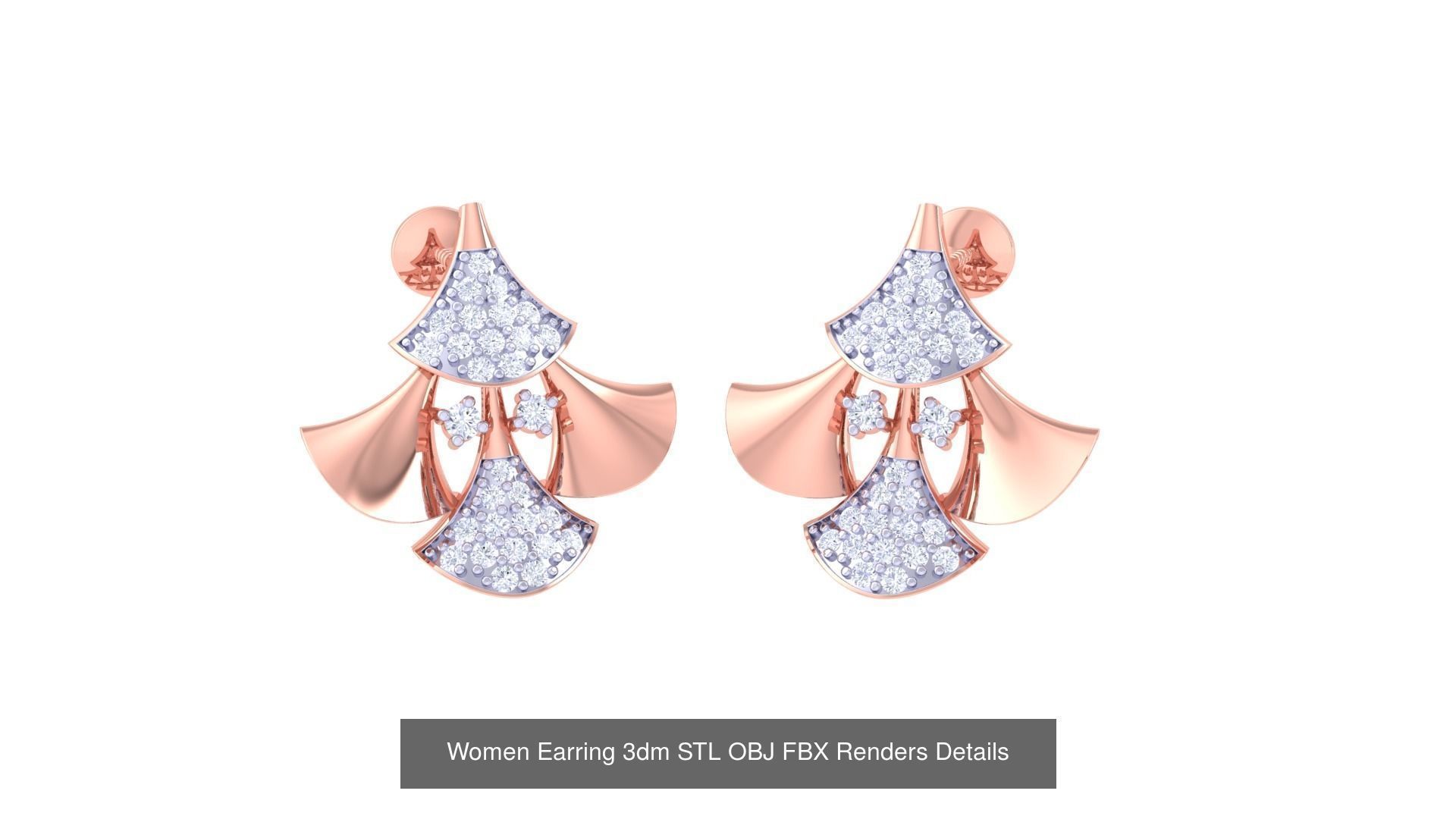 50 Women Earring 3dm STL OBJ FBX Renders Details Collection _45