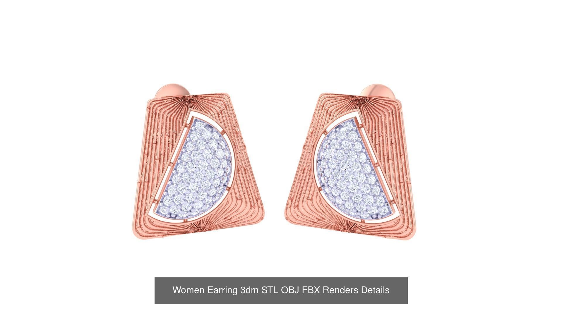 50 Women Earring 3dm STL OBJ FBX Renders Details Collection _46