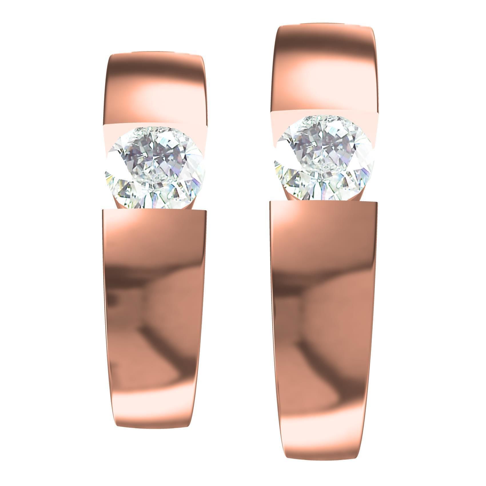 Single Stone Solitaire Couple Ring 3D print model_9