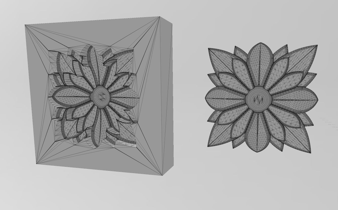 Flower relief rosette and mold 3D print model_10