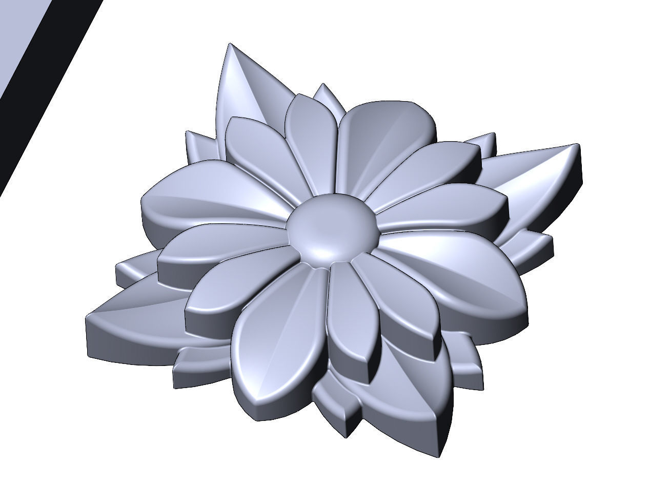 Flower relief rosette and mold 3D print model_4