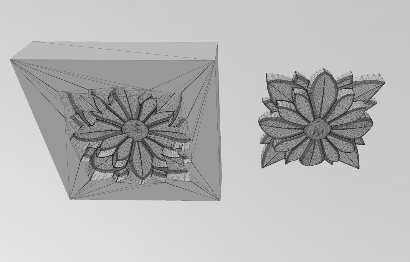 Flower relief rosette and mold 3D print model_12