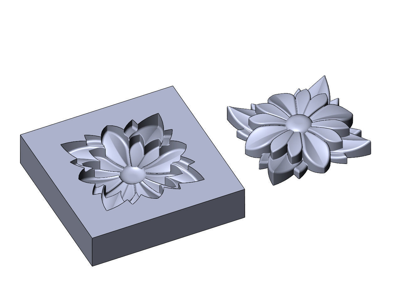 Flower relief rosette and mold 3D print model_14