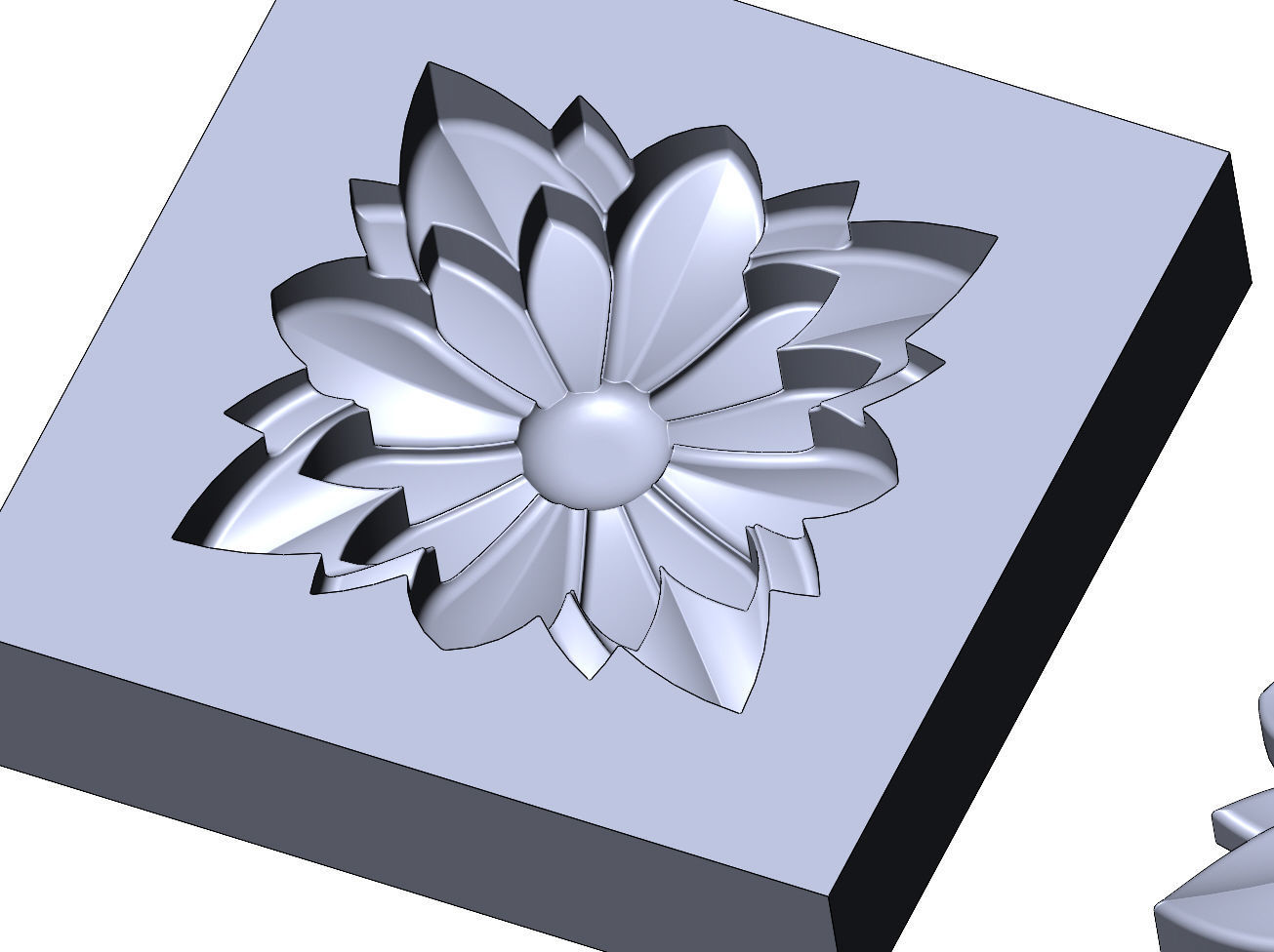 Flower relief rosette and mold 3D print model_5