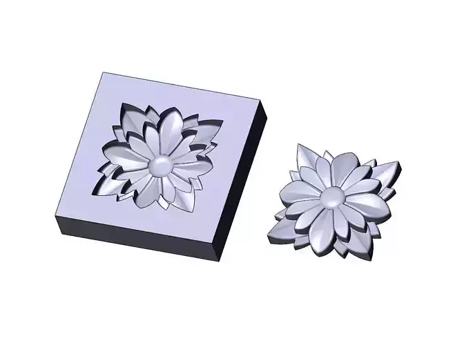 Flower relief rosette and mold 3D print model