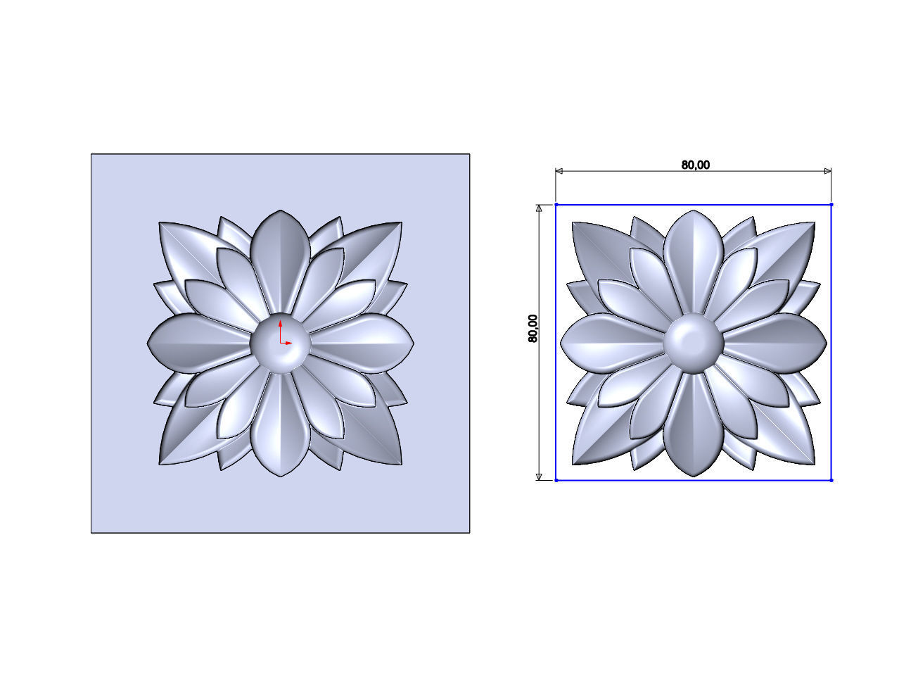 Flower relief rosette and mold 3D print model_7