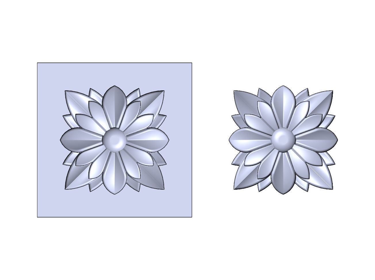 Flower relief rosette and mold 3D print model_1