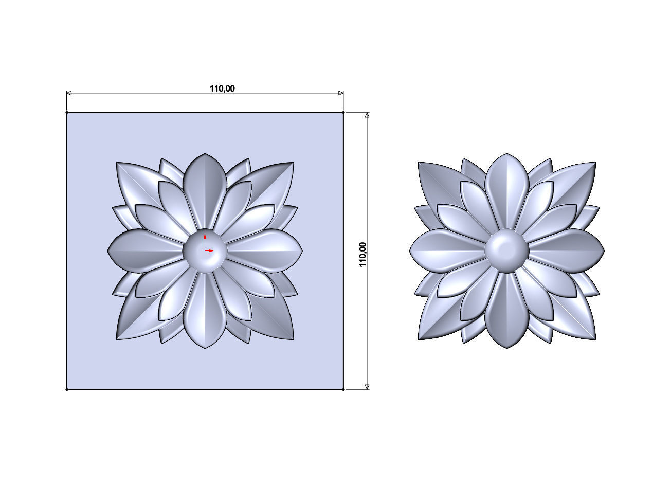 Flower relief rosette and mold 3D print model_6
