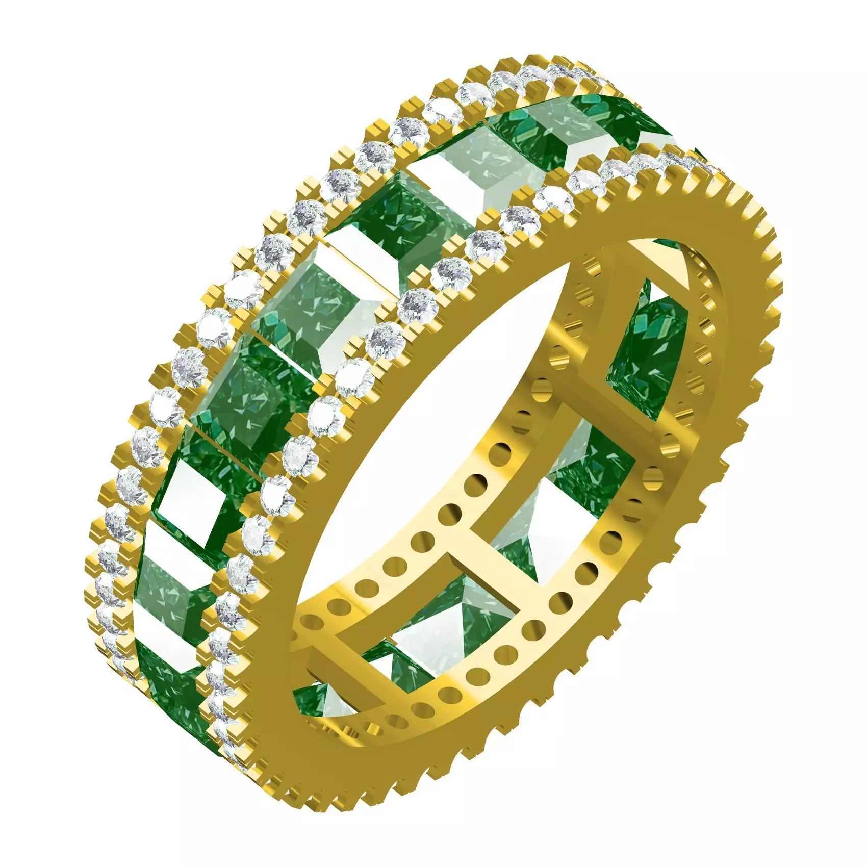 Princess Cut Micro Pave Eternity Band for Women 3D print model