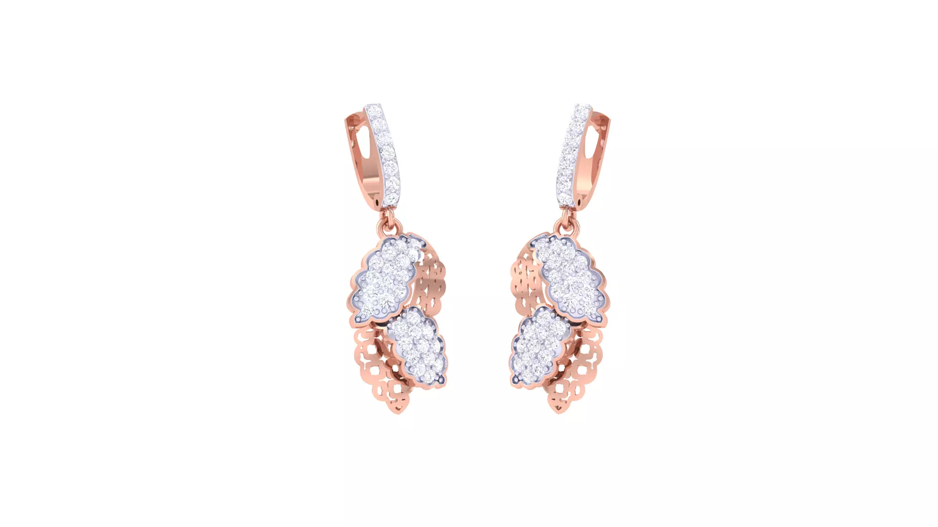 Women Drop Earring 3dm STL OBJ FBX Renders Details 3D print model_0