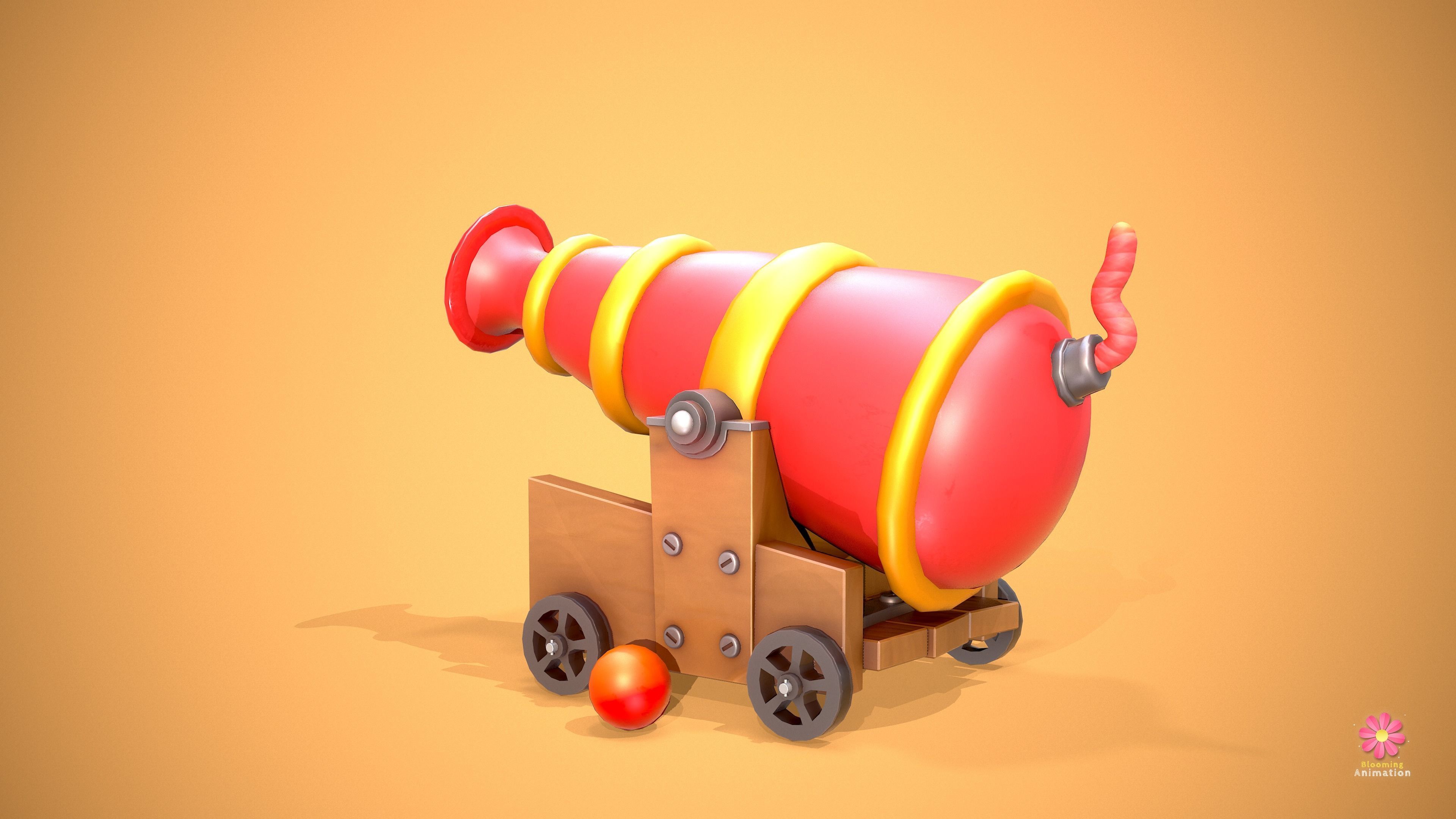 Stylized Cannon Low-poly 3D model_2