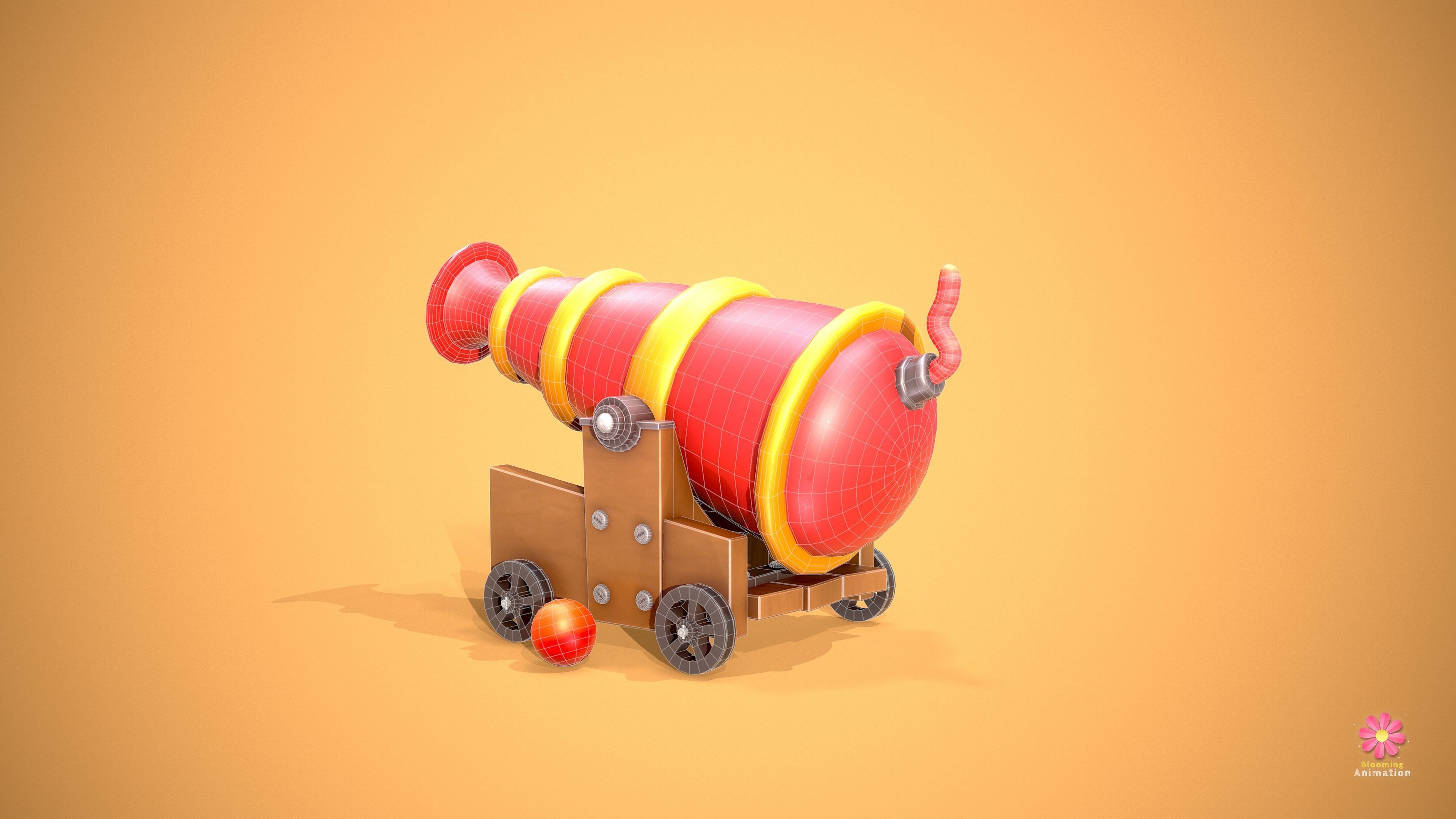 Stylized Cannon Low-poly 3D model_6