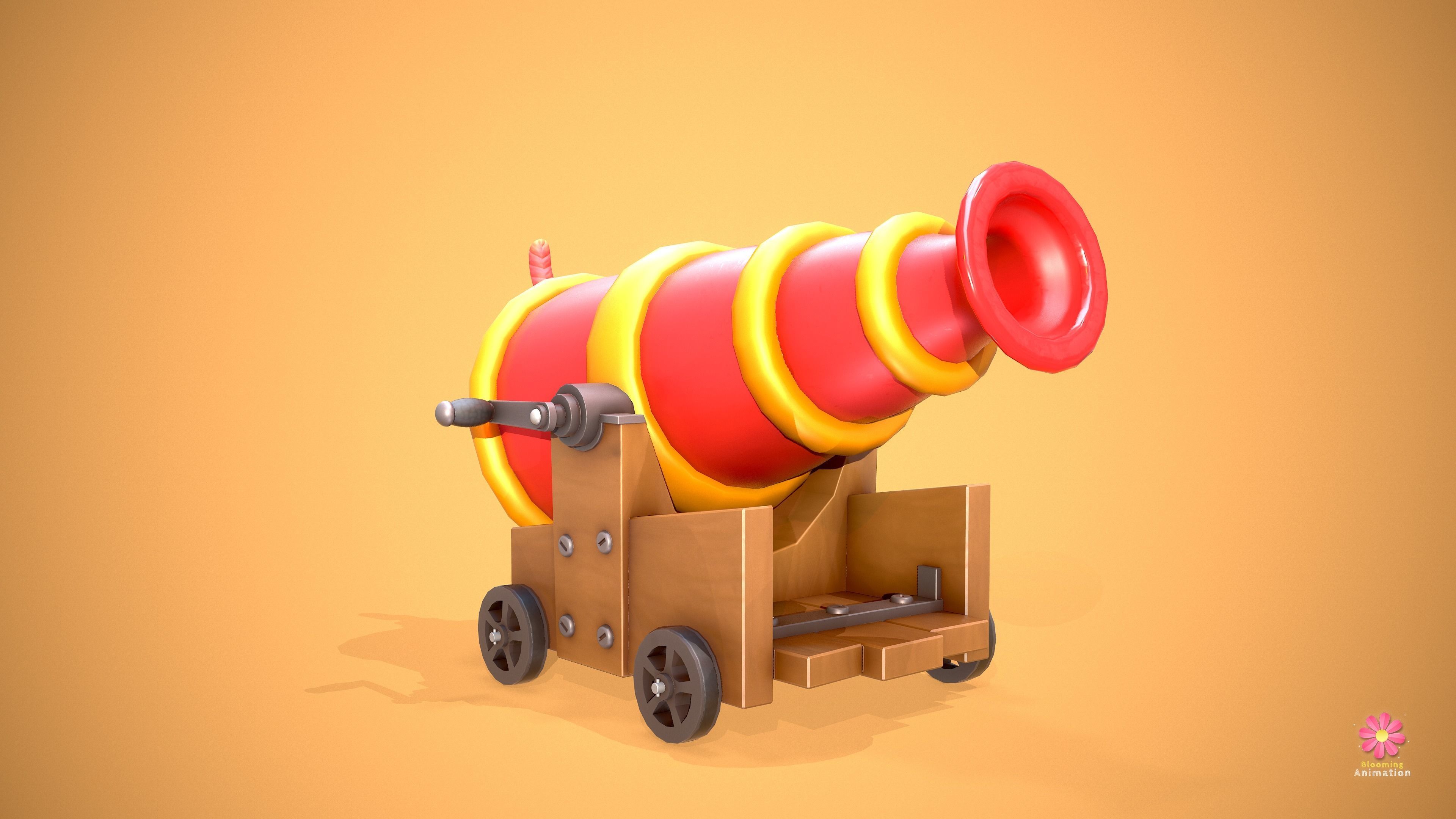 Stylized Cannon Low-poly 3D model_3