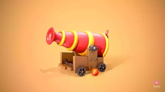 Stylized Cannon Low-poly 3D model