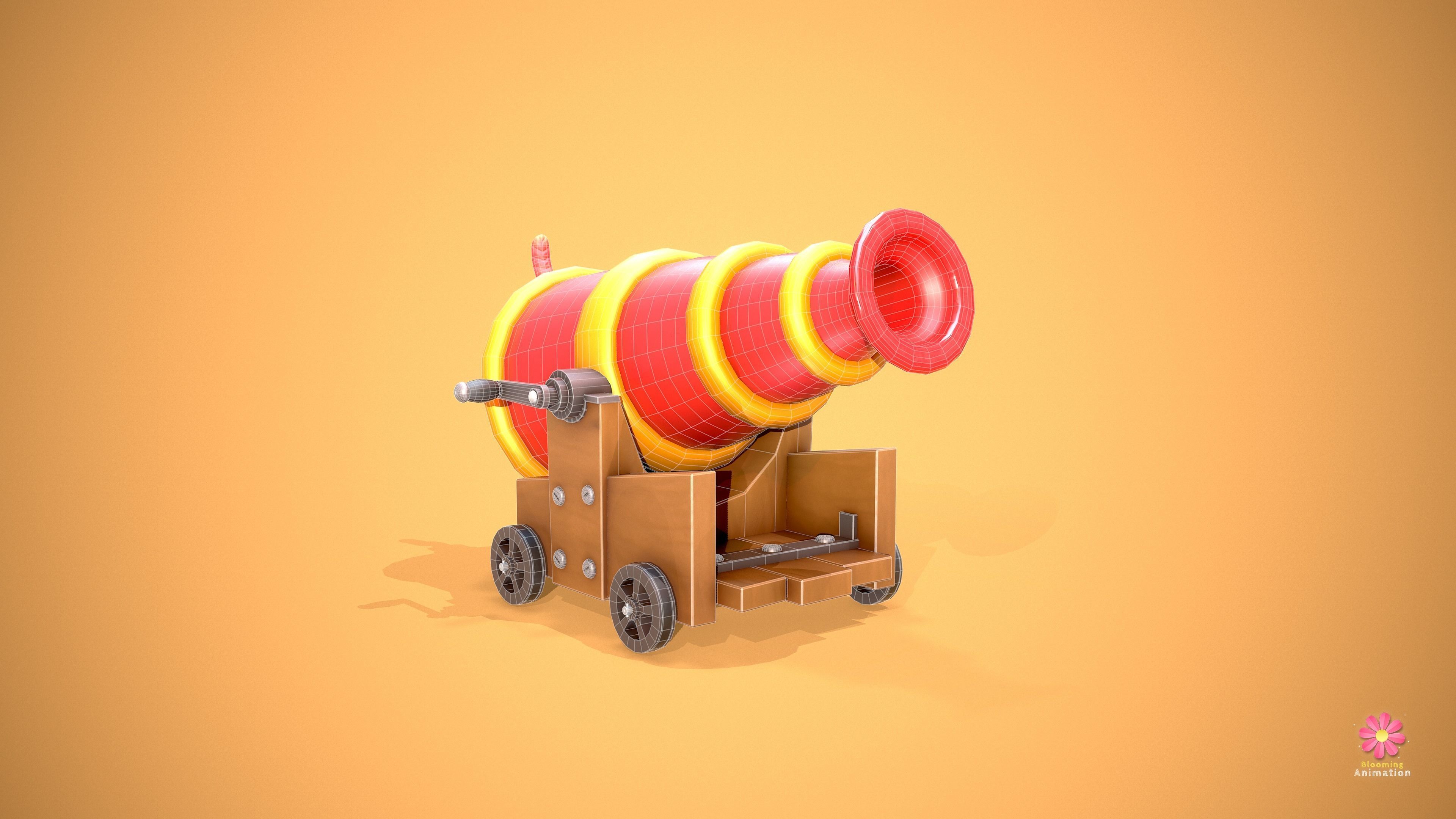 Stylized Cannon Low-poly 3D model_7