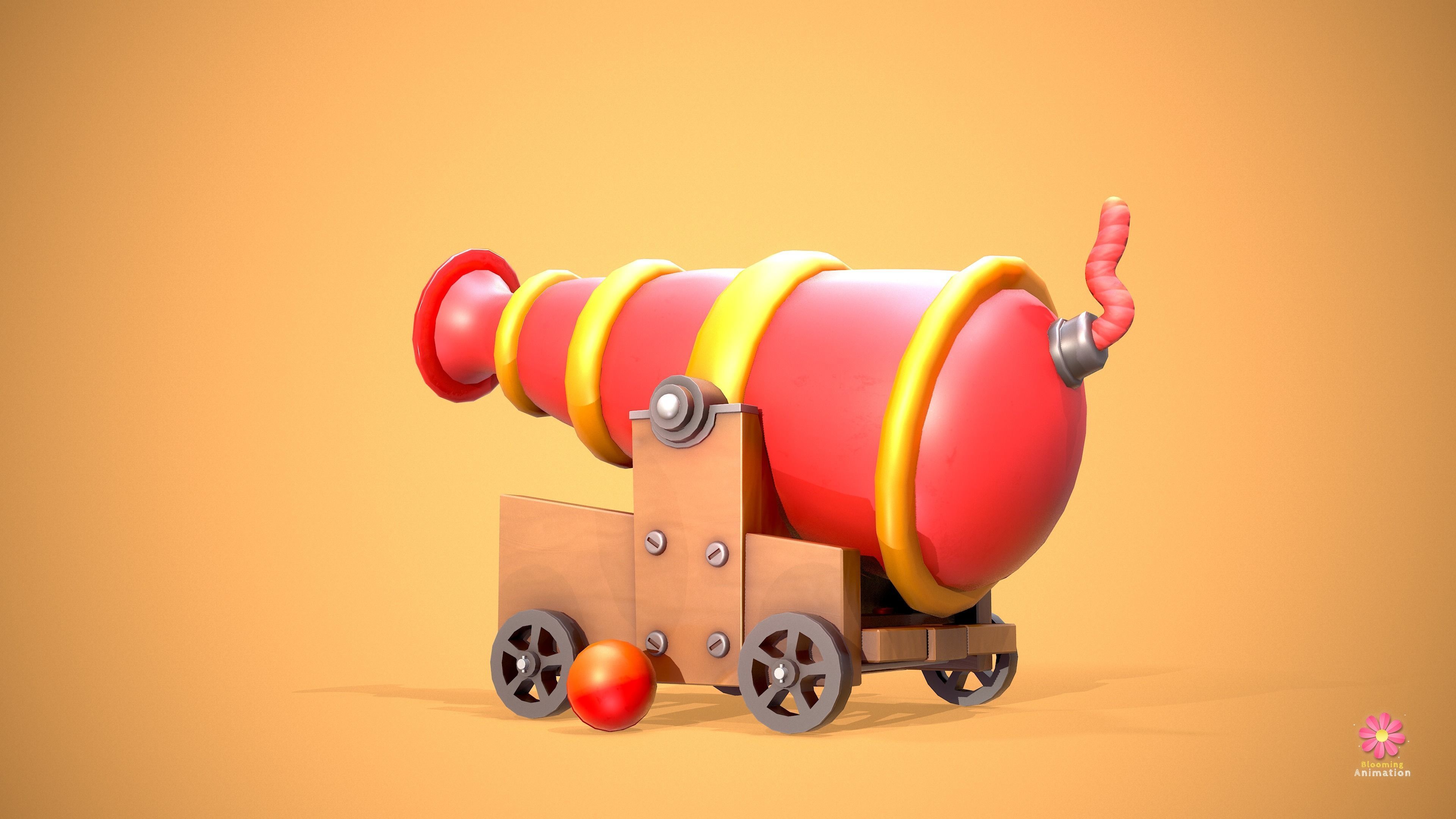 Stylized Cannon Low-poly 3D model_4