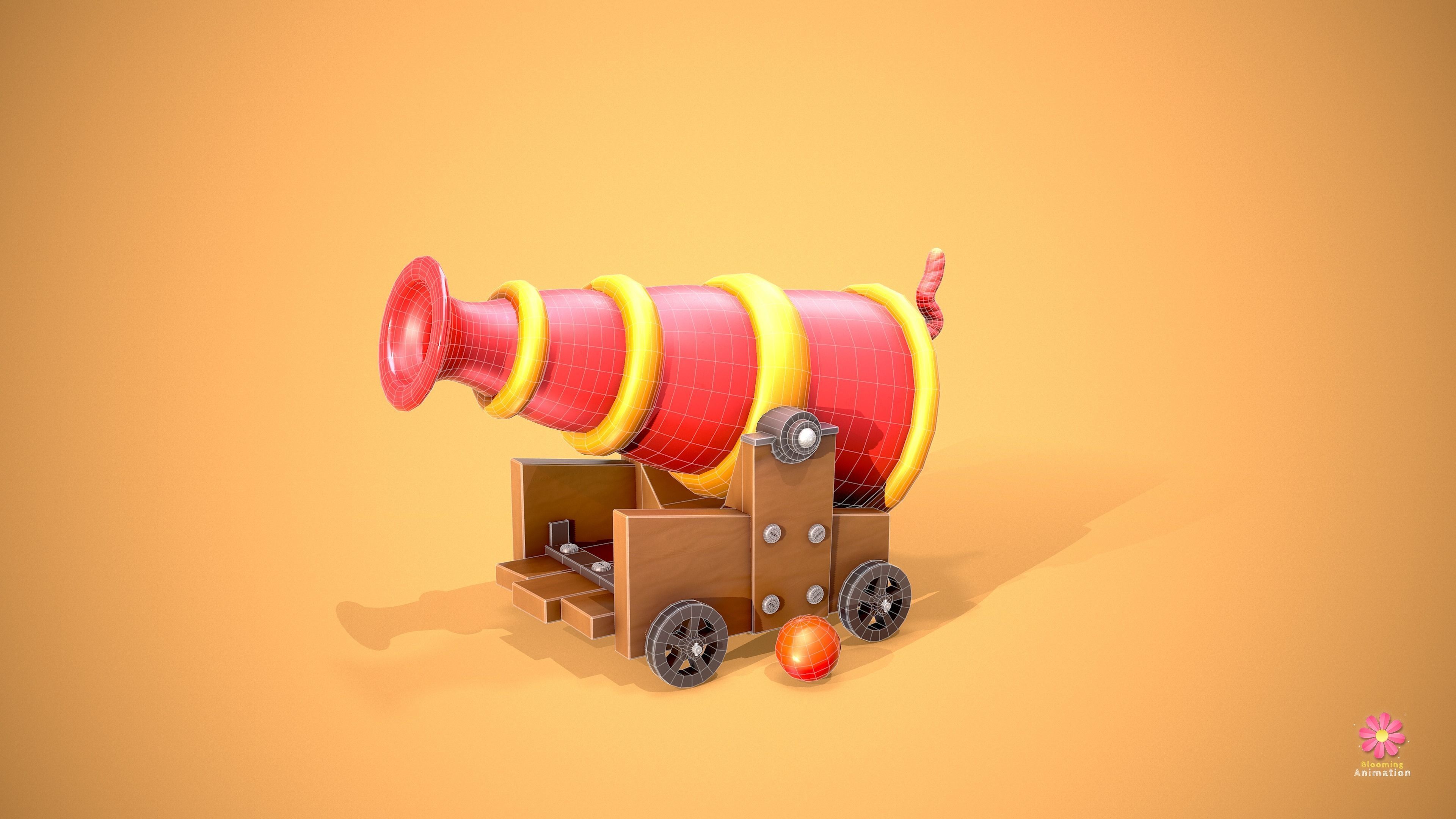 Stylized Cannon Low-poly 3D model_5