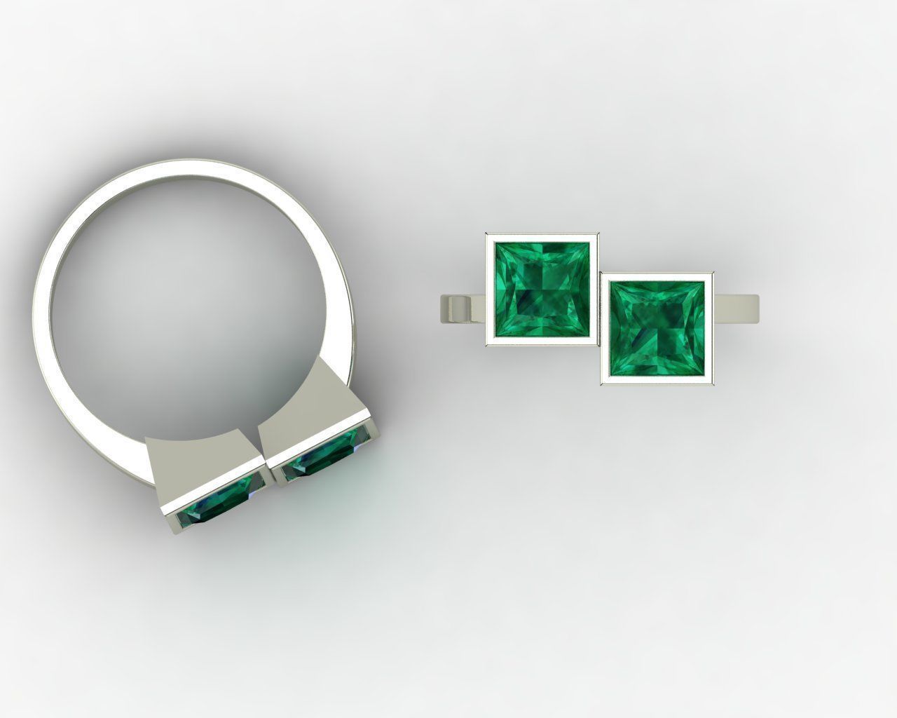 Square stone ring 3D print model_2