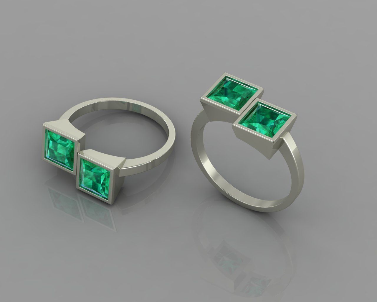 Square stone ring 3D print model_1