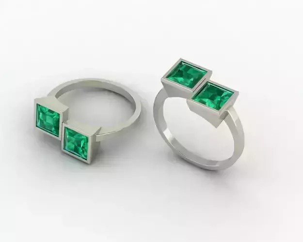 Square stone ring 3D print model
