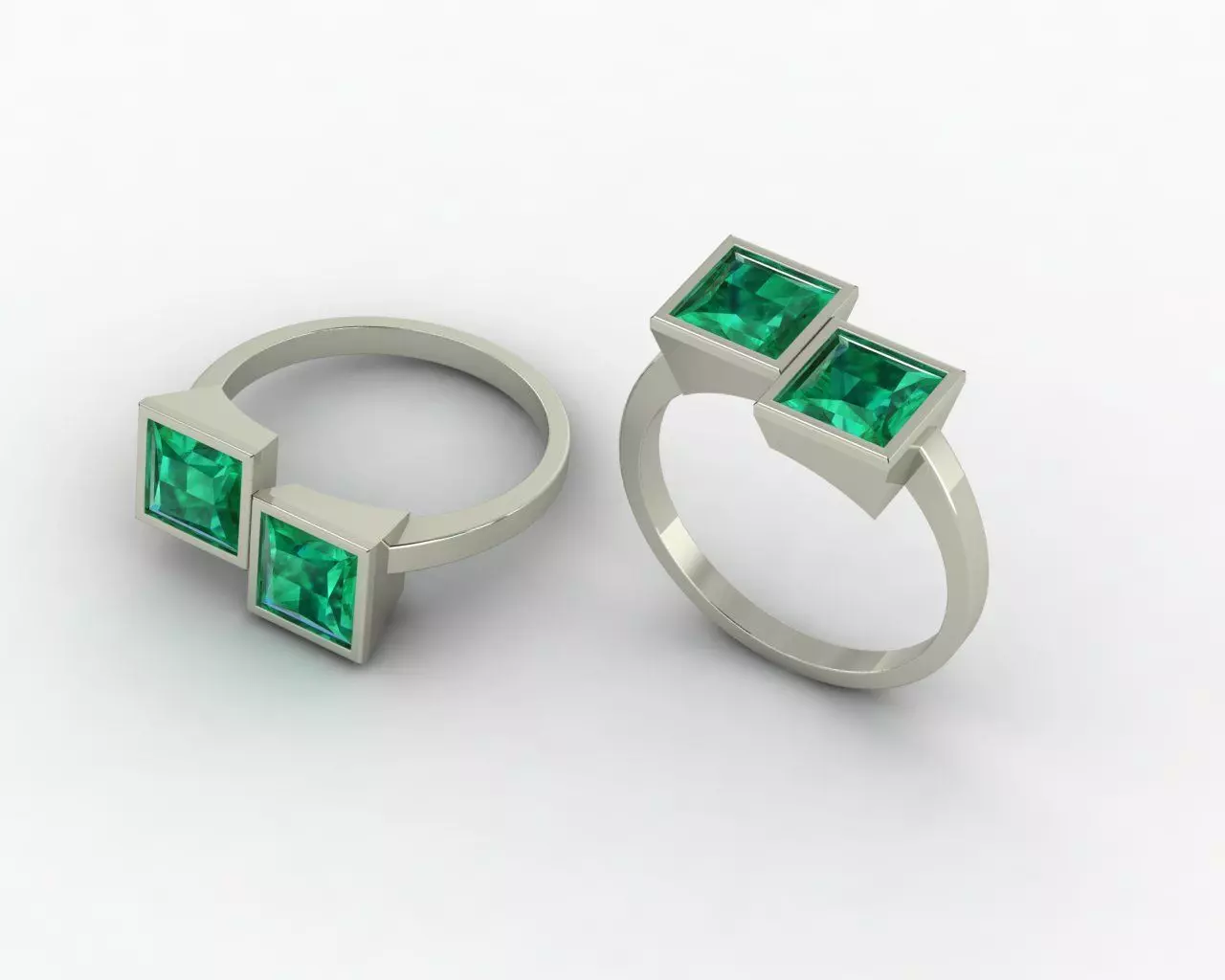 Square stone ring 3D print model_0