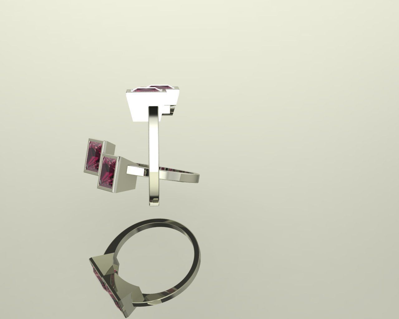 Square stone ring 3D print model_12