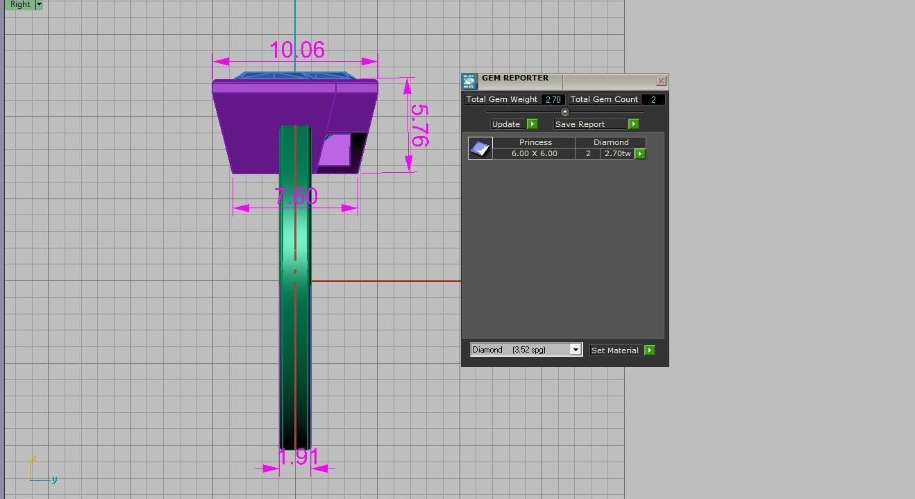 Square stone ring 3D print model_6