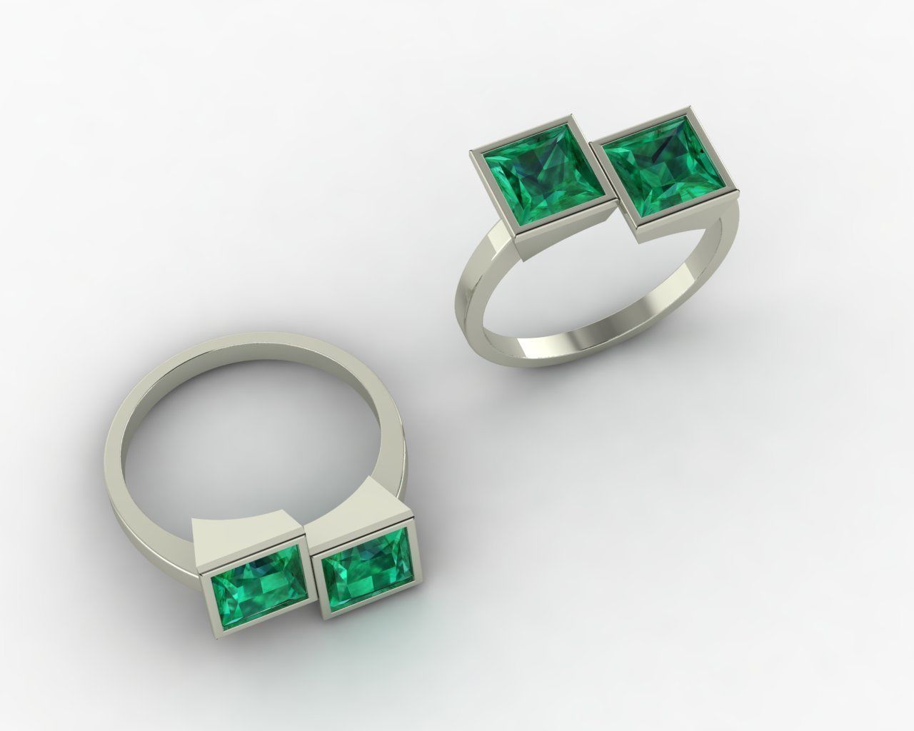 Square stone ring 3D print model_14