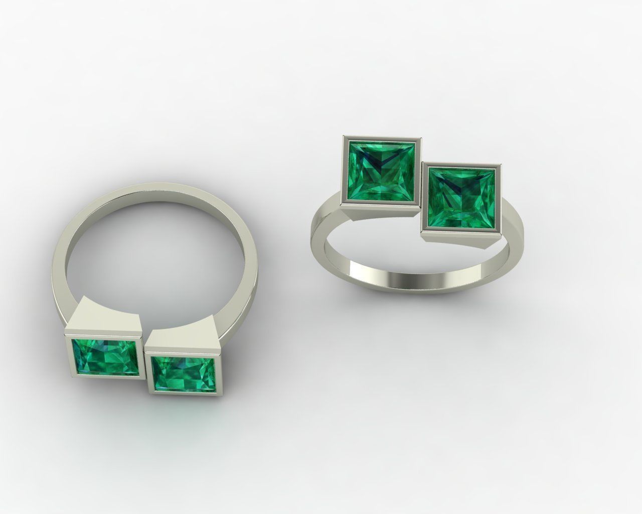 Square stone ring 3D print model_13