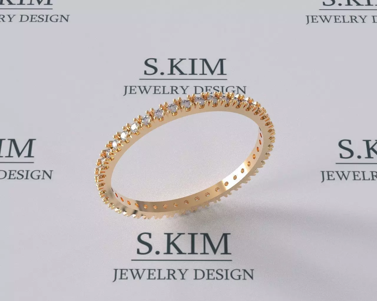 Wedding ring diamonds row 3D print model_0