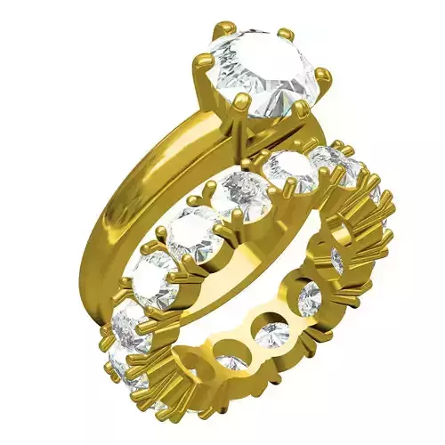 Round Cut 6 Prong Solitaire Ring With Band