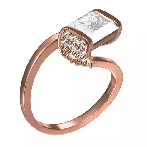 Baguette Cut Diamond Twisted Tension Setting Ring for Women