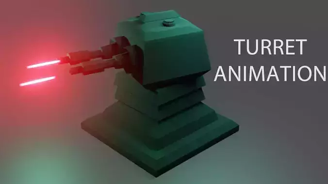 Turret laser gun Low-poly 3D model