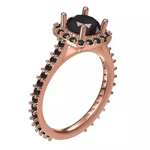 Round Diamond Cushion Shape Halo Cathedral Engagement Ring 