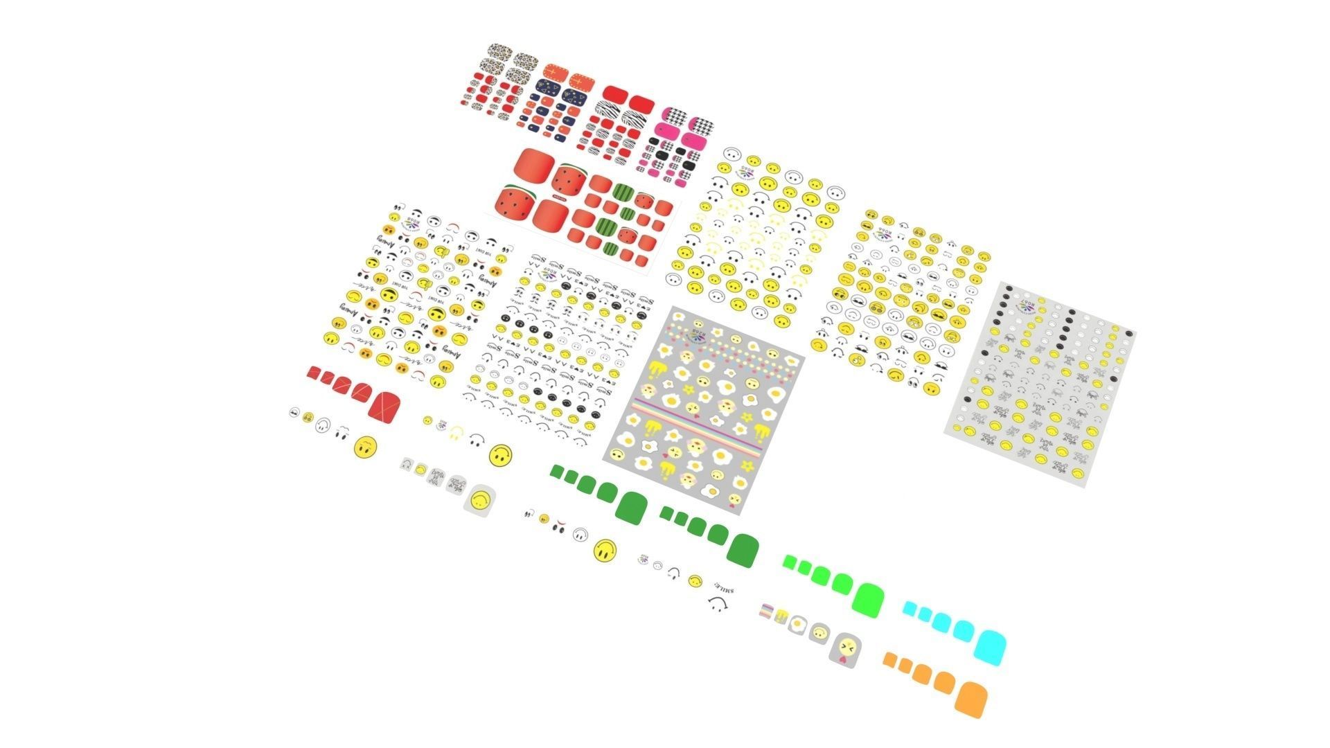 Artificial Foot Nails With Stickers and Nail Palettes Set 3D model_27