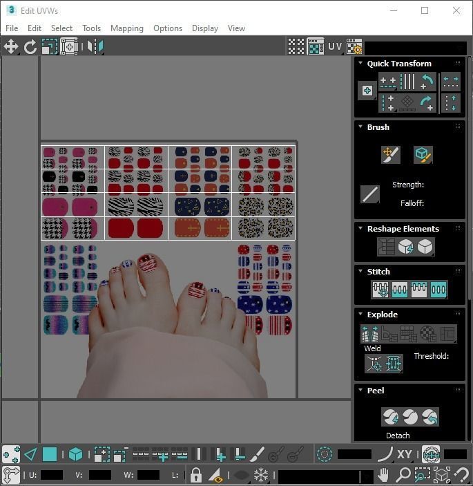 Artificial Foot Nails With Stickers and Nail Palettes Set 3D model_52