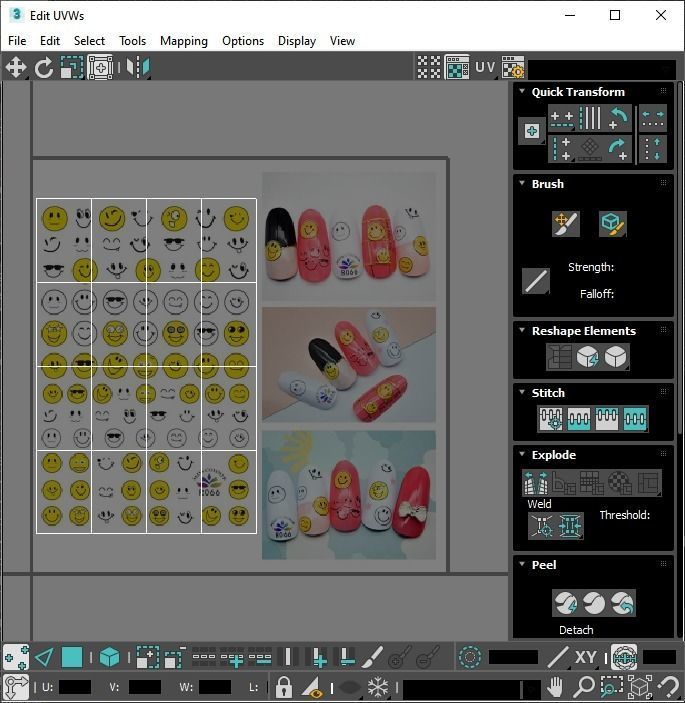 Artificial Foot Nails With Stickers and Nail Palettes Set 3D model_50