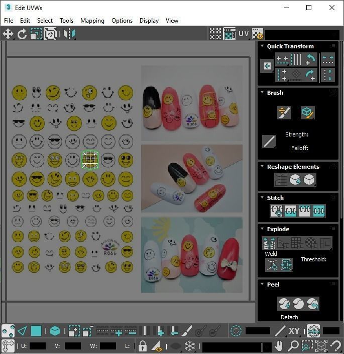 Artificial Foot Nails With Stickers and Nail Palettes Set 3D model_75