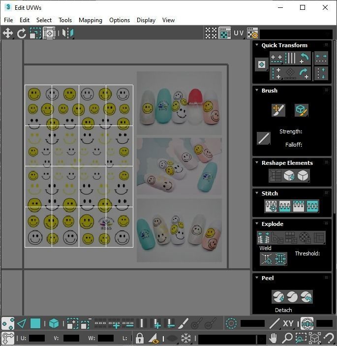 Artificial Foot Nails With Stickers and Nail Palettes Set 3D model_44