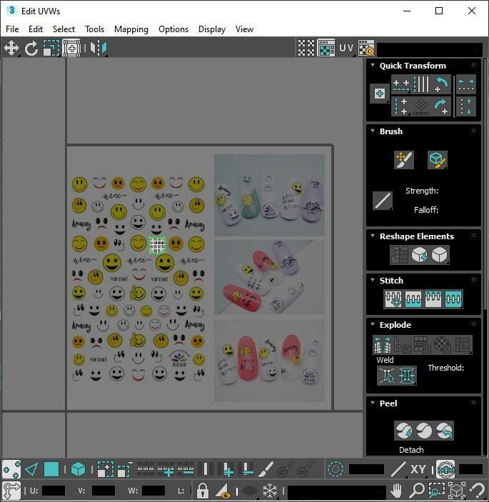 Artificial Foot Nails With Stickers and Nail Palettes Set 3D model_60