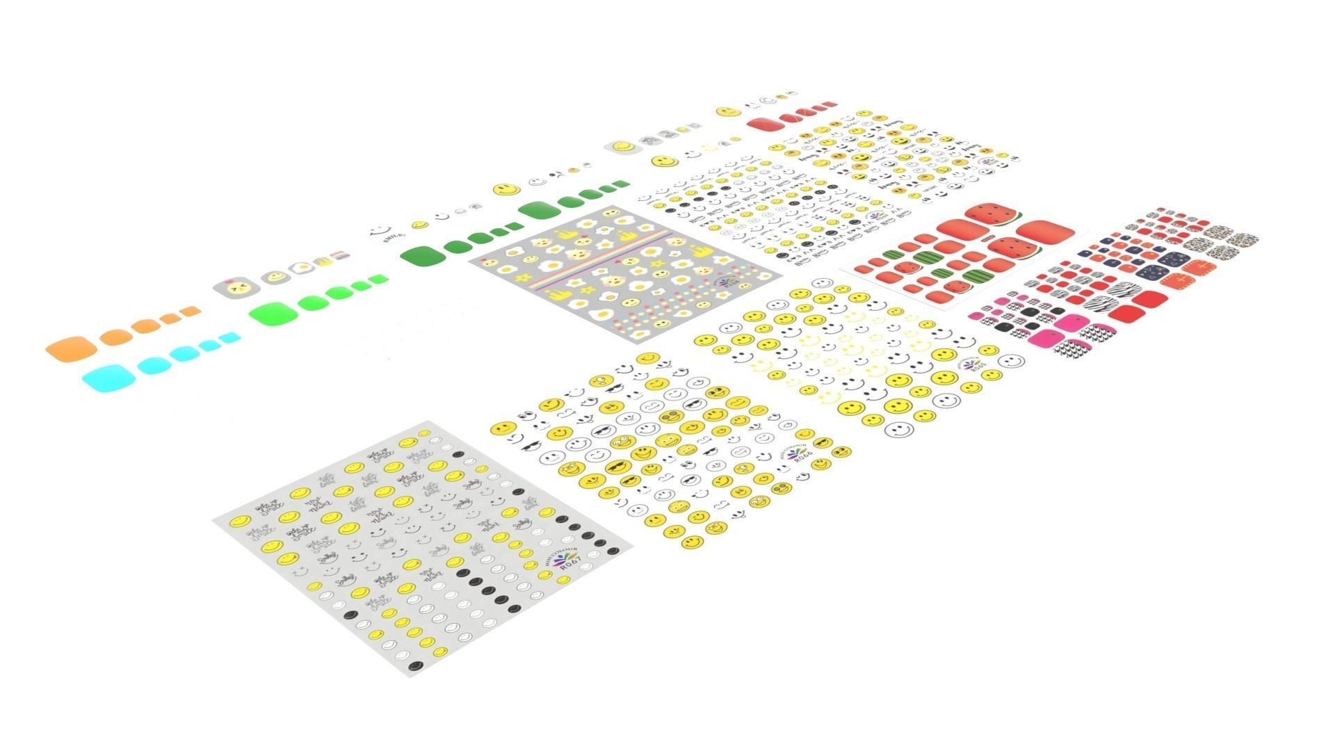 Artificial Foot Nails With Stickers and Nail Palettes Set 3D model_24