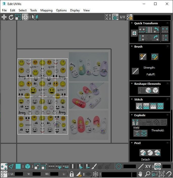 Artificial Foot Nails With Stickers and Nail Palettes Set 3D model_43