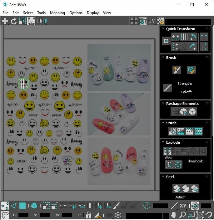 Artificial Foot Nails With Stickers and Nail Palettes Set 3D model_72